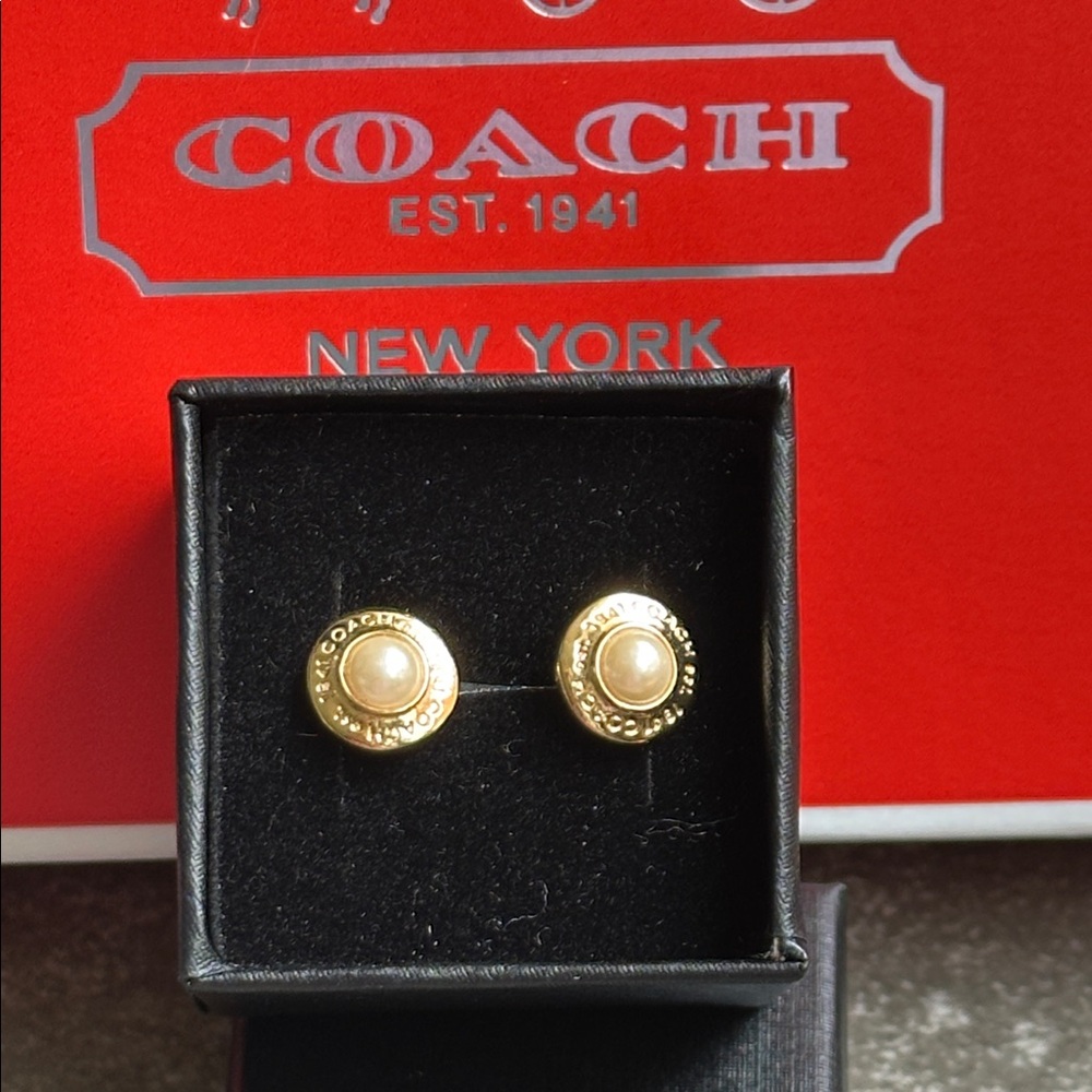 Coach Gold Circular Stud Earrings